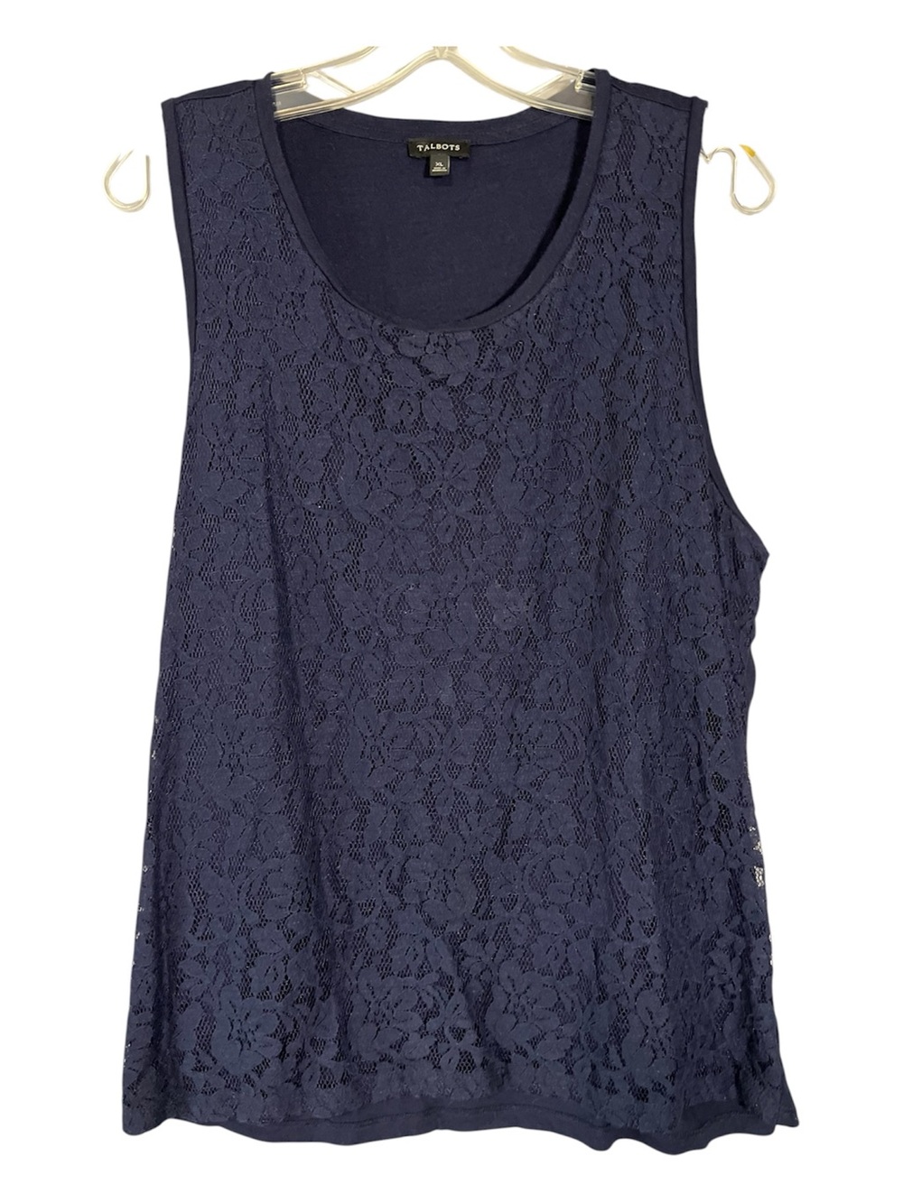 Talbots Navy Blue Lace Front Sleeveless Tank Top Women’s XL Top